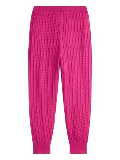 Polo Ralph Lauren Kids' Cable-knit Cotton Pants In Pink