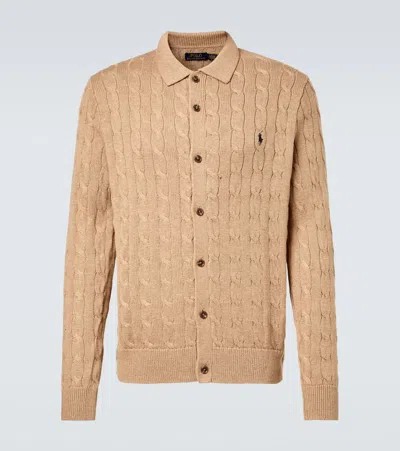 Polo Ralph Lauren Cable-knit Cotton Polo Sweater In Brown