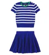 Polo Ralph Lauren Ralph Lauren Girls Striped Cable Knit Top And Skirt Set In Blue