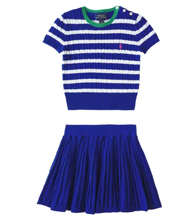 POLO RALPH LAUREN CABLE-KNIT COTTON POLO SHIRT AND SKIRT SET