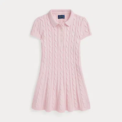 Polo Ralph Lauren Kids' Cable-knit Cotton Polo Sweater Dress In Pink