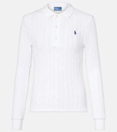 Polo Ralph Lauren Cable Knit Long Sleeve Polo In White