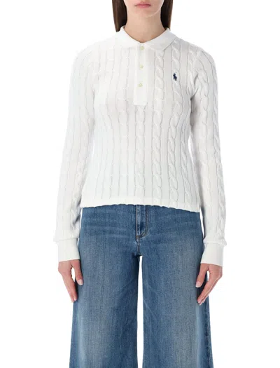 Polo Ralph Lauren Cable-knit Cotton Polo Sweater In White