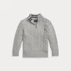 Polo Ralph Lauren Cable-knit Cotton Quarter-zip Jumper In Andover Heather