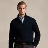Polo Ralph Lauren Cable-knit Cotton Quarter-zip Sweater In Polo Black