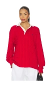 Polo Ralph Lauren Cable Knit Cotton Rugby Shirt In Red