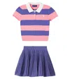 Polo Ralph Lauren Cable-knit Cotton Shirt And Skirt Set In Blue