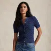 Polo Ralph Lauren Cable-knit Cotton Short-sleeve Cardigan In Midnight Royal