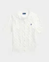 Polo Ralph Lauren Cable-knit Cotton Short-sleeve Cardigan In White