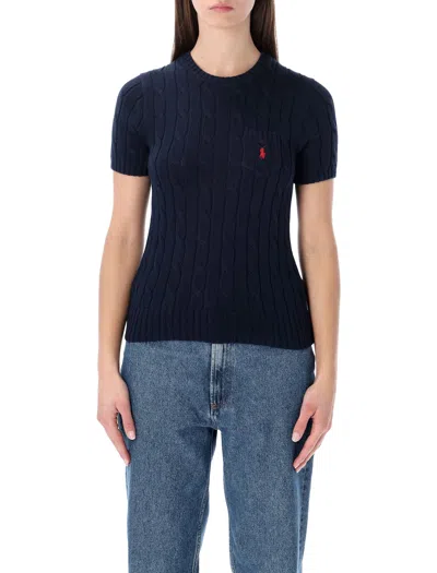 Polo Ralph Lauren Cable-knit Cotton Short-sleeve Jumper In Animal Print