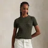 Polo Ralph Lauren Logo Embroidered Cable-knit Crewneck Top In Green