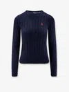 Polo Ralph Lauren Julianna Cotton Cable Crew Neck Sweater In Blue