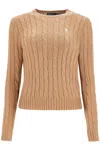 Polo Ralph Lauren Cable-knit Crewneck Cotton Sweater In Beige