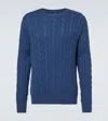 Polo Ralph Lauren Cable Knit Sweater With Round Neckline In Blue