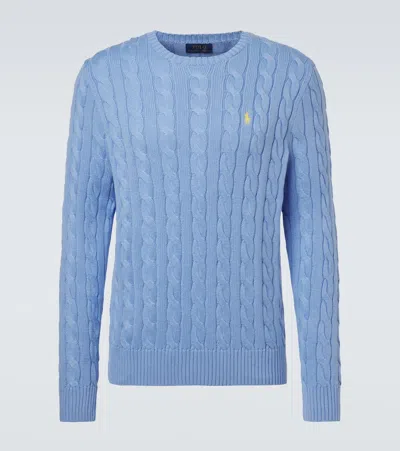 Polo Ralph Lauren Cable-knit Crew-neck Sweater In Blue