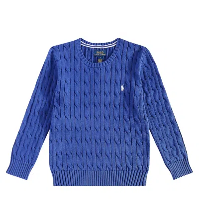Polo Ralph Lauren Kids' Cable-knit Cotton Sweater In Blue