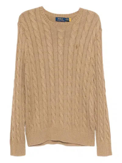 Polo Ralph Lauren Cable Knit Cotton Sweater In Brown
