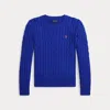 Polo Ralph Lauren Kids' Cable-knit Cotton Sweater In Cruise Royal With Belmont Pink