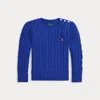 Polo Ralph Lauren Kids' Cable-knit Cotton Sweater In Classic Azure W/ College