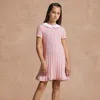 Polo Ralph Lauren Kids' Cable-knit Cotton Sweater Dress In Morning Pink