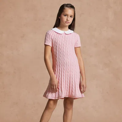 Polo Ralph Lauren Kids' Cable-knit Cotton Sweater Dress In Morning Pink
