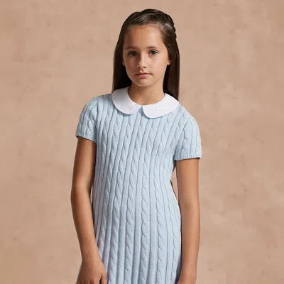Polo Ralph Lauren Kids' Cable-knit Cotton Sweater Dress In Pearl Blue