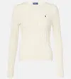 Polo Ralph Lauren Classic Cable Knit Sweater With Round Neckline And Ribbed Details In Neutral