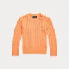 Polo Ralph Lauren Kids' Cable-knit Cotton Sweater In Poppy/harbor Island Blue