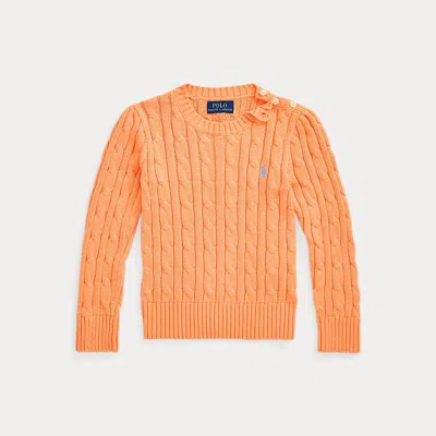 Polo Ralph Lauren Kids' Cable-knit Cotton Sweater In Poppy/harbor Island Blue