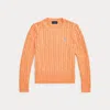 Polo Ralph Lauren Kids' Cable-knit Cotton Sweater In Poppy/harbor Island Blue