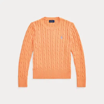 Polo Ralph Lauren Cable-knit Cotton Sweater In Poppy/harbor Island Blue