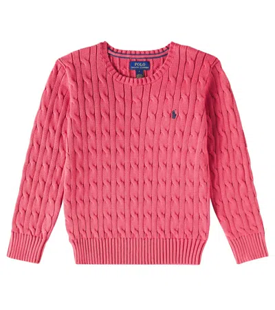 Polo Ralph Lauren Kids' Cable-knit Cotton Sweater In Red