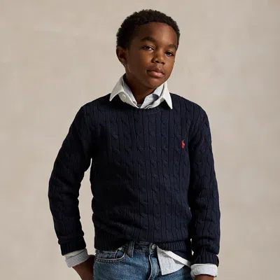 Polo Ralph Lauren Kids' Cable-knit Cotton Sweater In Rl Navy