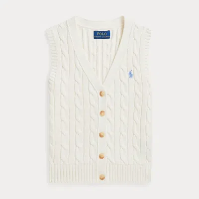 POLO RALPH LAUREN CABLE-KNIT COTTON SWEATER VEST