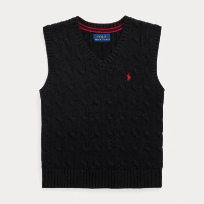 POLO RALPH LAUREN CABLE-KNIT COTTON SWEATER VEST