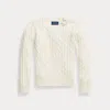 Polo Ralph Lauren Cable-knit Cotton Sweater In Warm White/ Hint Of Pink