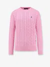Polo Ralph Lauren Textured Cable Knit Sweater With Logo Embroidery In Pink