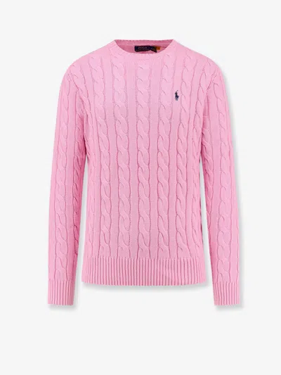 POLO RALPH LAUREN CABLE KNIT COTTON SWEATER WITH ICONIC LOGO