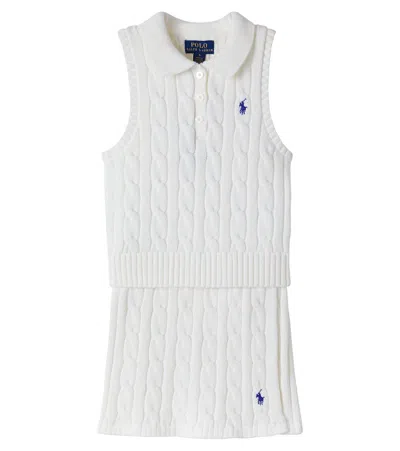 Polo Ralph Lauren Kids' Cable-knit Cotton Top And Skirt Set In White
