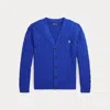 Polo Ralph Lauren Kids' Cable-knit Cotton V-neck Cardigan In Cruise Royal/white