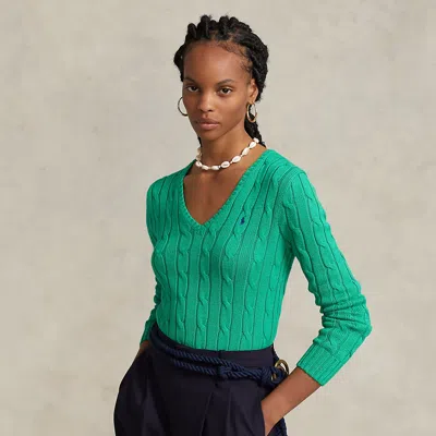Polo Ralph Lauren Cable-knit Cotton Crewneck Sweater In Green
