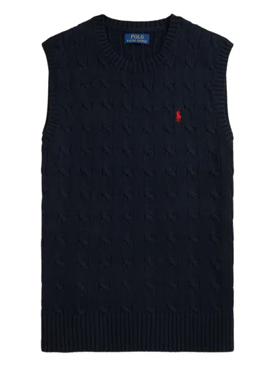 Polo Ralph Lauren Cable-knit Cotton Vest In Blue