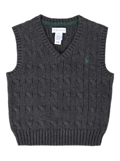 Polo Ralph Lauren Babies' Cable-knit Cotton Vest In Gray
