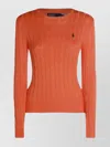 Polo Ralph Lauren Cable Knit Pullover With Ribbed Finish In Orange