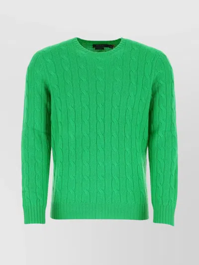 Polo Ralph Lauren Cable Knit Crew Neck Sweater In Green