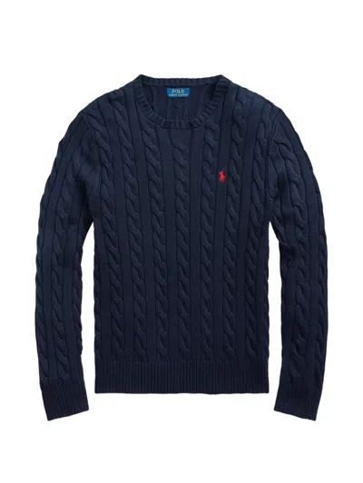 Polo Ralph Lauren Iconica Maglia A Trecce Lana E Cashmere. Regular-fit. Girocollo. Jumper In Blue