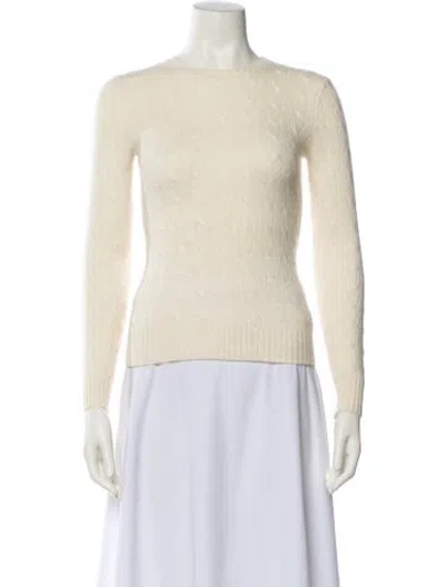 Pre-owned Polo Ralph Lauren Cable Knit Crew Neck Sweater In Blue