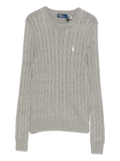 Polo Ralph Lauren Cable-knit Crew-neck Sweater In Gray