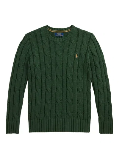 Polo Ralph Lauren Kids' Cable-knit Crew-neck Sweater In Green