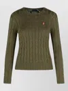 Polo Ralph Lauren Crew Neck Sweater In Cable Knit Cotton In Multi